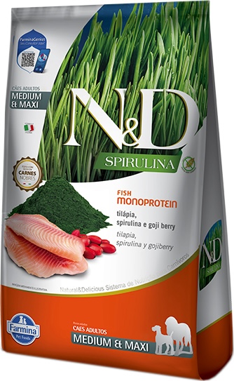 N&D Natural And Delicious Spirulina Canine Adult Medium & Maxi Tilapia 10.1Kg