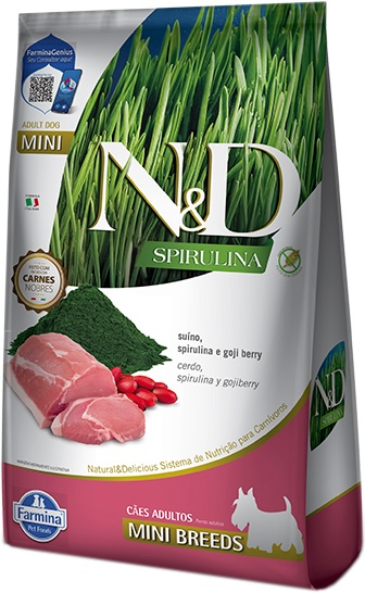 N&D Natural And Delicious Spirulina Canine Adult Mini Cerdo 2Kg