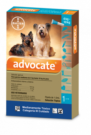 Antipulgas Advocate para Perros 1 pipeta x  1,0 ml  4 - 10kg Antipulgas Advocate para Perros 1 pipeta x 1,0 ml 4 - 10kg