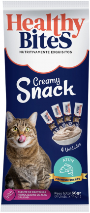 Snack Cremoso para Gato Healthy Bites - Atun 4 unidades Snack Cremoso para Gato Healthy Bites - Atun 4 unidades << Atras