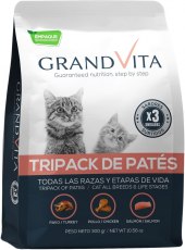 Alimento Húmedo Para Gato Grand Vita Tripack Surtido - Pavo, Pollo, Cordero 300 Gr