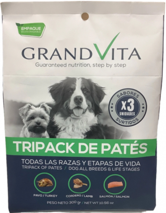 Alimento Húmedo Para Perro Grand Vita Tripack Surtido - Pavo, Cordero, Salmón 300 Gr Tripack Surtido - Pavo, Cordero, Salmón 300 Gr << Atras